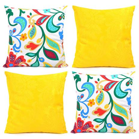 Capa de Almofada Kit 4 Unidades Amarelas e Coloridas 45cm x 45cm com zíper + Prot. de Braço de Sofá - Moda casa enxovais Menor preço em Capa de Almofada Kit 4 Unidades Amarelas e Coloridas 45cm x 45cm com zíper + Prot. de Braço de Sofá - Moda casa enxovais