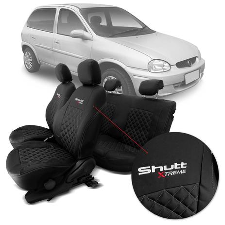 Capa de Banco Corsa Hatch Wind Super 94 a 02 Couro Ecológico Preta Com Costura Prata Shutt Xtreme Menor preço em Capa de Banco Corsa Hatch Wind Super 94 a 02 Couro Ecológico Preta Com Costura Prata Shutt Xtreme