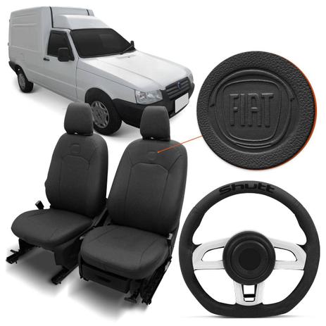 Capa De Banco Couro Ecológico Fiorino 1999 A 2013 Grafite 6 Peças + Capa Volante Shutt - Couro e arte é ruim? Capa De Banco Couro Ecológico Fiorino 1999 A 2013 Grafite 6 Peças + Capa Volante Shutt - Couro e arte é boa?