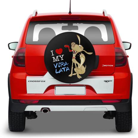 Capa de Estepe Ecosport Crossfox Aircross Spin Activ 03 a 17 I Love My Vira-Lata Com Cadeado - Splody Menor preço em Capa de Estepe Ecosport Crossfox Aircross Spin Activ 03 a 17 I Love My Vira-Lata Com Cadeado - Splody