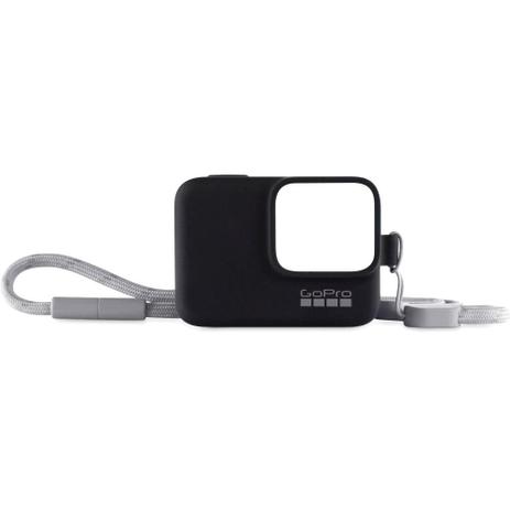 Capa de Silicone + Cordão GoPro Sleeve ACSST-001 Cor Preto Menor preço em Capa de Silicone + Cordão GoPro Sleeve ACSST-001 Cor Preto