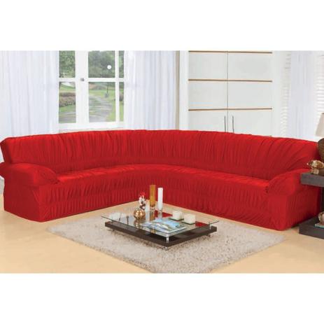 Capa de Sofá de Canto Wanda Para 2 e 3 Lugares com Elástico Tecido Malha - Vermelho - Bell Menor preço em Capa de Sofá de Canto Wanda Para 2 e 3 Lugares com Elástico Tecido Malha - Vermelho - Bell