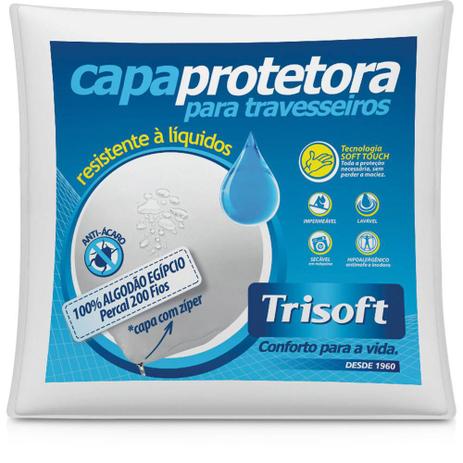 Capa de Travesseiro Impermeável Trisoft Percal 200 Fios 100 Algodão Egípcio 50x70cm Menor preço em Capa de Travesseiro Impermeável Trisoft Percal 200 Fios 100 Algodão Egípcio 50x70cm