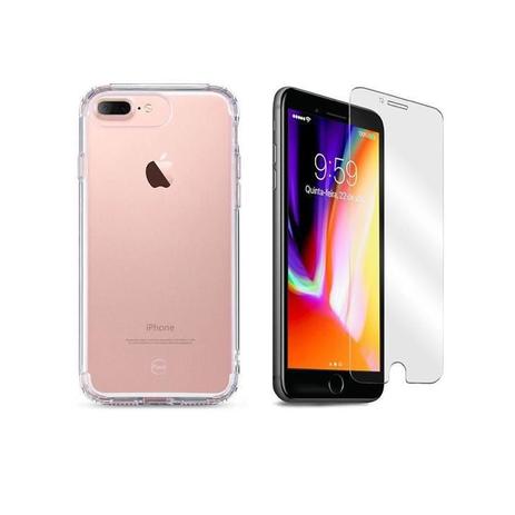 Capa iPhone 8 Plus / 7 Plus Transparente + Película de Vidro iPlace Menor preço em Capa iPhone 8 Plus / 7 Plus Transparente + Película de Vidro iPlace