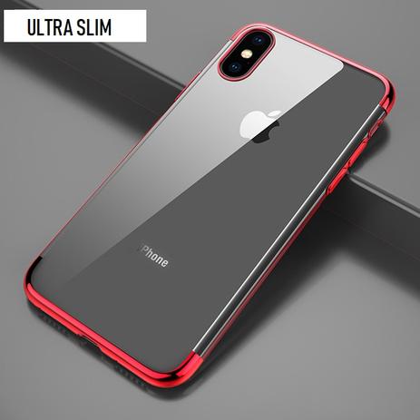 Capa iPhone X XS Ultra Slim + Película 5d 9h 0,26mm - Capa Crystal Borda  Vermelha - M3 | Menor preço com cupom