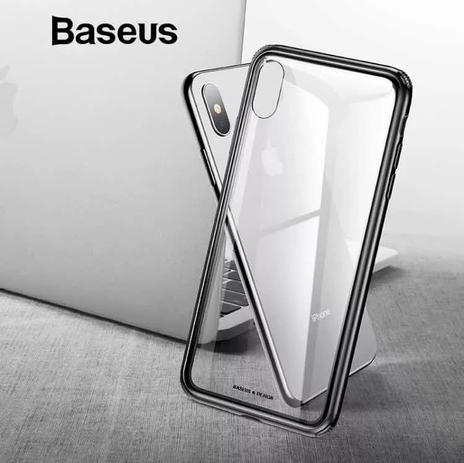Menor preço em Capa Iphone XR Baseus See-Through Glass + Pelicula de Vidro - Case Transparente com Borda Preta