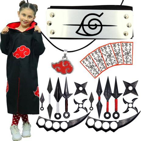Capa Manto Akatsuki Infantil + Bandana Itachi + 15 pçs Ninja - Point Geeks  - Kits / Conjuntos de Joias e Bijuterias - Magazine Luiza