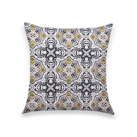 Capa para Almofada em Tecido Jacquard Estampado Azulejo Português Dourado Menor preço em Capa para Almofada em Tecido Jacquard Estampado Azulejo Português Dourado