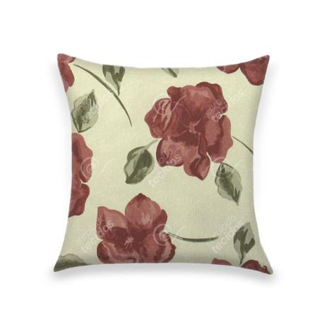 Capa para Almofada em Tecido Jacquard Estampado Floral Terracota Menor preço em Capa para Almofada em Tecido Jacquard Estampado Floral Terracota