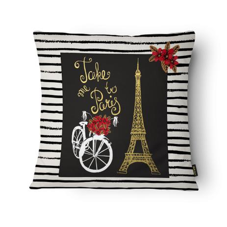 Capa Para Almofada Paris Sarja 43X43Cm Branco,Preto,Dourado - Belchior Menor preço em Capa Para Almofada Paris Sarja 43X43Cm Branco,Preto,Dourado - Belchior