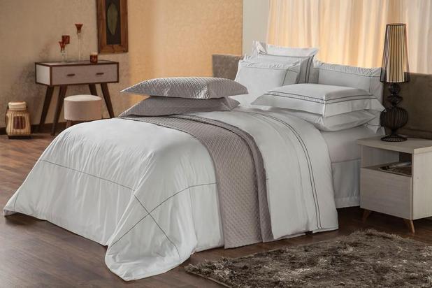 Capa para Edredom e Travesseiro King Duvet Premium Branco e Cinza - Plumasul Menor preço em Capa para Edredom e Travesseiro King Duvet Premium Branco e Cinza - Plumasul