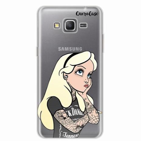 Capa para Galaxy Grand Prime Alice Rockeira Transparente - Quero case Menor preço em Capa para Galaxy Grand Prime Alice Rockeira Transparente - Quero case