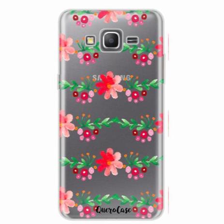 Capa para Galaxy Grand Prime Flores Vermelhas Transparente - Quero case Menor preço em Capa para Galaxy Grand Prime Flores Vermelhas Transparente - Quero case