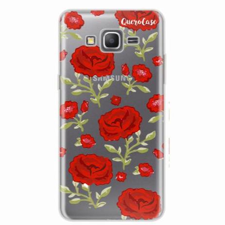 Capa para Galaxy Grand Prime Rosas Vermelhas Transparente - Quero case Menor preço em Capa para Galaxy Grand Prime Rosas Vermelhas Transparente - Quero case