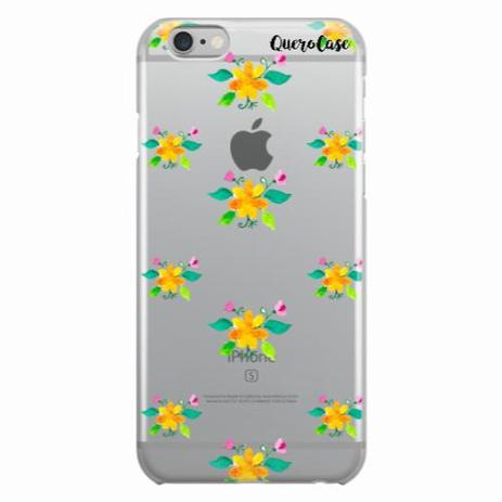 Capa para iPhone 6/6S Plus Flores Amarelas Transparente - Quero case Menor preço em Capa para iPhone 6/6S Plus Flores Amarelas Transparente - Quero case