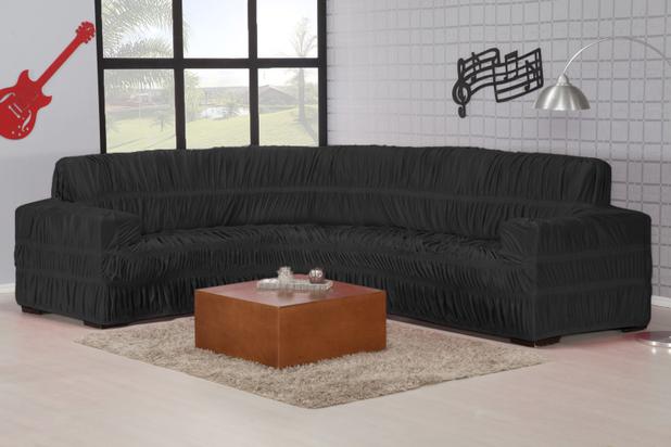 Capa Para Sofá de Canto até 6 lugares com 21 elásticos Para Sala tecido Malha Gel cor Preto - Mercadão dos enxovais Menor preço em Capa Para Sofá de Canto até 6 lugares com 21 elásticos Para Sala tecido Malha Gel cor Preto - Mercadão dos enxovais