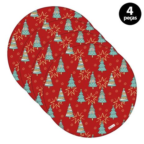 Capa para Sousplat Mdecore Natal Arvores de Natal Vermelho Menor preço em Capa para Sousplat Mdecore Natal Arvores de Natal Vermelho