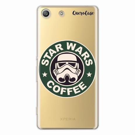 Capa para Xperia M5 Star Wars Coffee Transparente - Quero case Menor preço em Capa para Xperia M5 Star Wars Coffee Transparente - Quero case