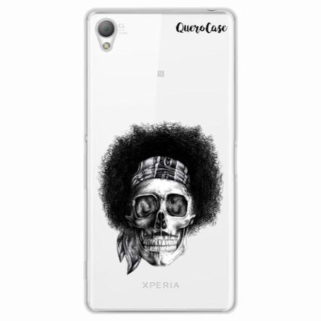 Capa para Xperia Z2 Caveira Jimi Hendrix Transparente - Quero case Menor preço em Capa para Xperia Z2 Caveira Jimi Hendrix Transparente - Quero case