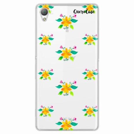 Capa para Xperia Z2 Flores Amarelas Transparente - Quero case Menor preço em Capa para Xperia Z2 Flores Amarelas Transparente - Quero case