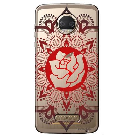 Capa Personalizada para Motorola Moto Z2 Force Mandala e Rosa - TP258 Menor preço em Capa Personalizada para Motorola Moto Z2 Force Mandala e Rosa - TP258