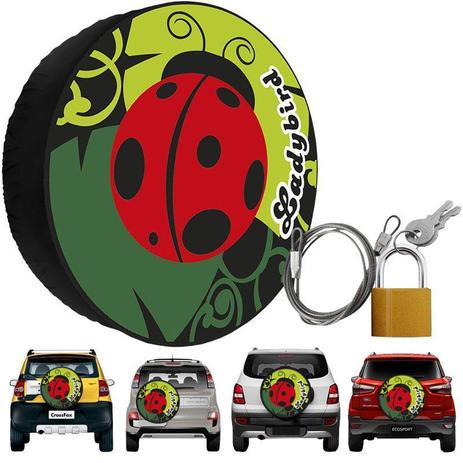 Capa Pneu Roda Estepe Universal com Cadeado Anti Furto Aro 14 à 17 Carrhel 451 Ladybird Joaninha Menor preço em Capa Pneu Roda Estepe Universal com Cadeado Anti Furto Aro 14 à 17 Carrhel 451 Ladybird Joaninha