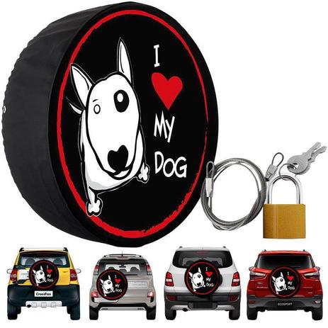 Menor preço em Capa Pneu Roda Estepe Universal com Cadeado Anti Furto Aro 14 à 17 Carrhel 480 I Love Dog My Dog