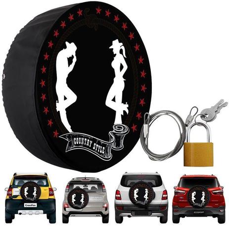 Menor preço em Capa Pneu Roda Estepe Universal com Cadeado Anti Furto Aro 14 à 17 Carrhel 486 Country Style Cowboy