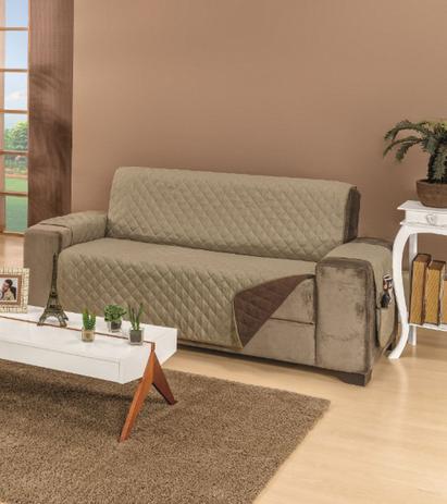 Capa Protetor Para Sofa 4 Lugares Dupla Face King Impermeavel Marrom Caqui - Mr é boa?