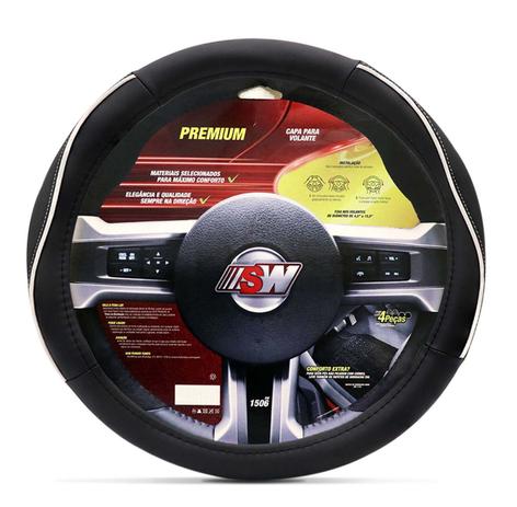 Capa Protetora de Volante Premium Soft Confort Preto e Branco Universal Textura Semiperfurada - Sw Menor preço em Capa Protetora de Volante Premium Soft Confort Preto e Branco Universal Textura Semiperfurada - Sw