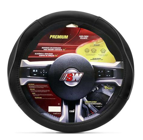 Capa Protetora de Volante Premium Soft Confort Preto e Cinza Universal Textura Semiperfurada - Sw Menor preço em Capa Protetora de Volante Premium Soft Confort Preto e Cinza Universal Textura Semiperfurada - Sw