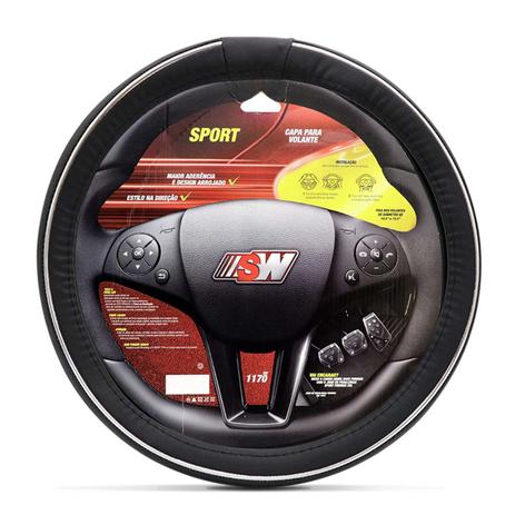 Capa Protetora de Volante Sport Metal Ring Preta Com Frisos Cromados Universal - Sw Menor preço em Capa Protetora de Volante Sport Metal Ring Preta Com Frisos Cromados Universal - Sw