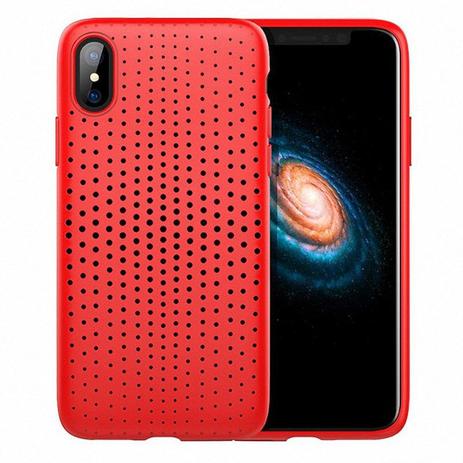 Capa Protetora TPU Rock Dot Series para iPhone X / XS - Vermelho Menor preço em Capa Protetora TPU Rock Dot Series para iPhone X / XS - Vermelho