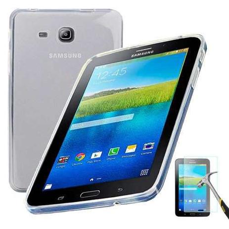 Capa Silicone TPU Transparente Para Tablet Samsung Galaxy Tab3 7” SM-T110 / T111 / T113 / T116 + Película de Vidro - Lka Menor preço em Capa Silicone TPU Transparente Para Tablet Samsung Galaxy Tab3 7” SM-T110 / T111 / T113 / T116 + Película de Vidro - Lka