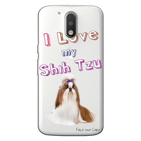 Capa Transparente Personalizada Exclusiva Motorola Moto G4 Play Eu Amo Meu Shih-Tzu - TP85 Menor preço em Capa Transparente Personalizada Exclusiva Motorola Moto G4 Play Eu Amo Meu Shih-Tzu - TP85