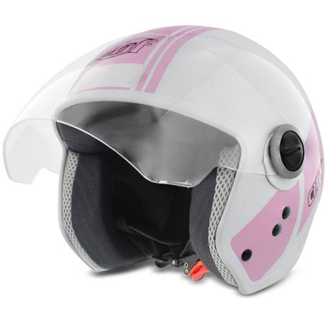 Capacete Aberto EBF City Line Branco Rosa Brilhante - Ebf capacetes Menor preço em Capacete Aberto EBF City Line Branco Rosa Brilhante - Ebf capacetes