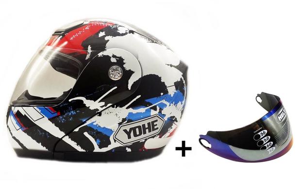 Capacete Articulado Yohe Pratik + Viseira Azul Iridium Menor preço em Capacete Articulado Yohe Pratik + Viseira Azul Iridium