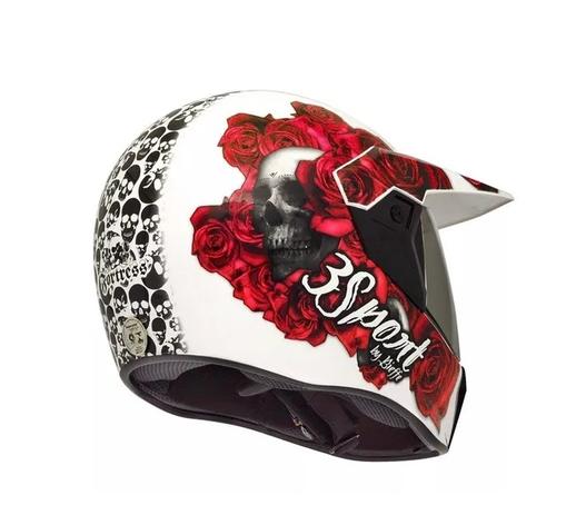 Capacete Bieffe 3 Sport Fortress Moto Cross Branco Caveira tam 60 Menor preço em Capacete Bieffe 3 Sport Fortress Moto Cross Branco Caveira tam 60