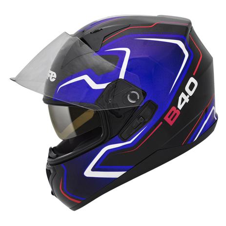 Capacete Bieffe B-40 Tron Preto azul Menor preço em Capacete Bieffe B-40 Tron Preto azul
