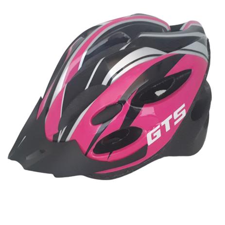 Capacete C/ Sinalizador Led Ciclismo Mtb Preto/Rosa Gts - Capacete Ciclismo  - Magazine Luiza