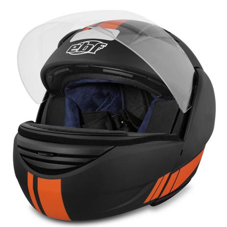 Capacete Escamoteavel Robocop EBF E8 Street Line Preto e Laranja Fosco - Ebf capacetes Menor preço em Capacete Escamoteavel Robocop EBF E8 Street Line Preto e Laranja Fosco - Ebf capacetes