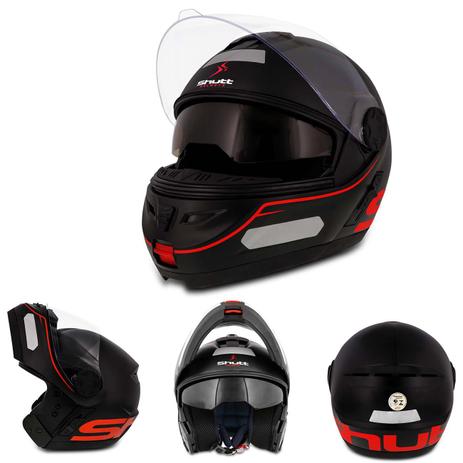 Capacete Escamoteavel Shutt BlackMax Preto Fosco Rosa Verde Vermelho Cinza Com Dupla Viseira Solar Menor preço em Capacete Escamoteavel Shutt BlackMax Preto Fosco Rosa Verde Vermelho Cinza Com Dupla Viseira Solar