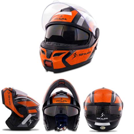 Capacete Escamoteavel Shutt SH-70 Preto Brilhante Vermelho Verde Laranja Azul com Viseira Solar Menor preço em Capacete Escamoteavel Shutt SH-70 Preto Brilhante Vermelho Verde Laranja Azul com Viseira Solar