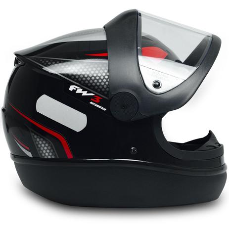 Capacete Fechado Automatic Preto Vermelho Narigueira Tam 58 - FW3 Menor preço em Capacete Fechado Automatic Preto Vermelho Narigueira Tam 58 - FW3