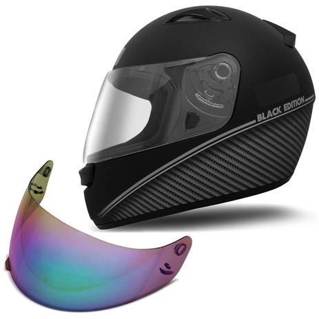 Capacete Fechado EBF New Spark Black Edition Preto Fosco Prata + Viseira Camaleão Colorida - Ebf capacetes Menor preço em Capacete Fechado EBF New Spark Black Edition Preto Fosco Prata + Viseira Camaleão Colorida - Ebf capacetes
