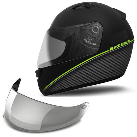 Capacete Fechado EBF New Spark Black Edition Preto Fosco Verde + Viseira Silver - Ebf capacetes Menor preço em Capacete Fechado EBF New Spark Black Edition Preto Fosco Verde + Viseira Silver - Ebf capacetes