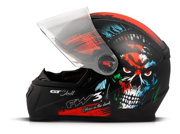 Capacete Fechado Preto Fosco Gt Skull Brilha Escuro - Fw3 - Capacetes de  Moto - Magazine Luiza