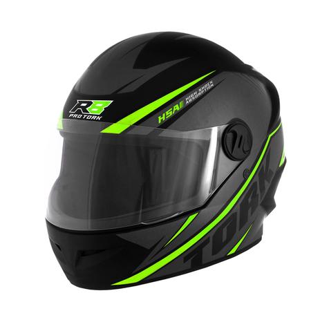 Capacete Fechado Pro Tork R8 Fecho Micrométrico Preto E Verde Menor preço em Capacete Fechado Pro Tork R8 Fecho Micrométrico Preto E Verde