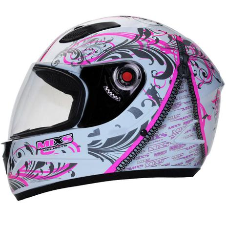 Capacete fokker racing girls branco c ad rosa 56 - Mixs Menor preço em Capacete fokker racing girls branco c ad rosa 56 - Mixs