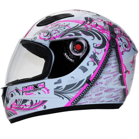 Menor preço em Capacete fokker racing girls branco c ad rosa 56 - Mixs